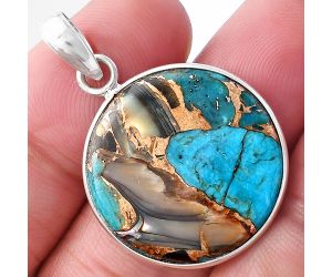 Shell In Black Blue Turquoise Pendant SDP143622 P-1001, 23x23 mm