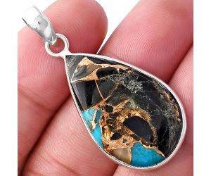 Shell In Black Blue Turquoise Pendant SDP143640 P-1001, 18x29 mm