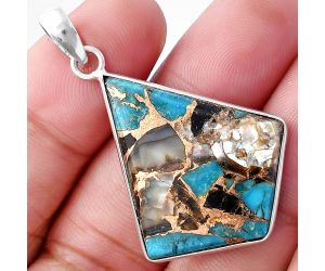Shell In Black Blue Turquoise Pendant SDP143648 P-1001, 17x32 mm