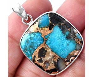 Shell In Black Blue Turquoise Pendant SDP143665 P-1001, 25x25 mm