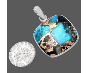 Shell In Black Blue Turquoise Pendant SDP143665 P-1001, 25x25 mm