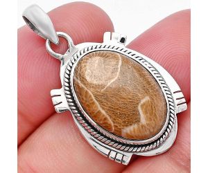Flower Fossil Coral Pendant SDP144051 P-1463, 14x20 mm