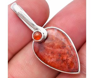 Red Moss Agate and Carnelian Pendant SDP144137 P-1251, 14x20 mm