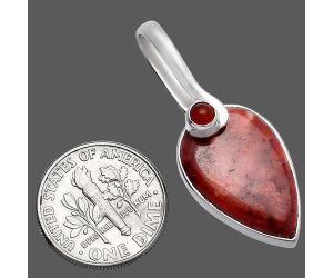 Red Moss Agate and Carnelian Pendant SDP144137 P-1251, 14x20 mm
