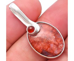 Red Moss Agate and Carnelian Pendant SDP144140 P-1251, 14x19 mm