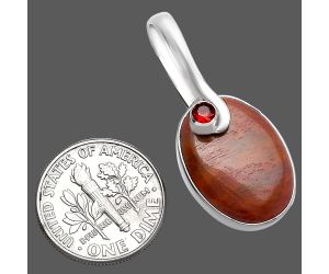 Red Moss Agate and Garnet Pendant SDP144141 P-1251, 14x19 mm
