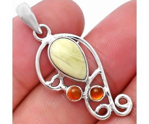 Natural Serpentine and Carnelian Pendant SDP144239 P-1039, 8x12 mm