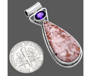 Red Moss Agate and Amethyst Pendant SDP144349 P-1130, 13x26 mm