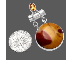 Red Mookaite and Citrine Pendant SDP144458 P-1276, 20x20 mm