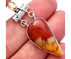 Red Mookaite and Citrine Pendant SDP144478 P-1276, 14x27 mm