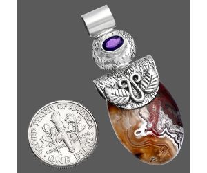 Laguna Lace Agate and Amethyst Pendant SDP144497 P-1545, 17x25 mm