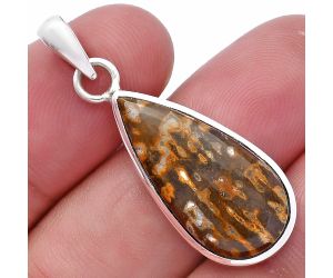 Palm Root Fossil Agate Pendant SDP144563 P-1002, 12x25 mm