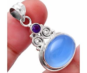 Blue Chalcedony and Amethyst Pendant SDP144842 P-1603, 12x16 mm