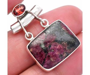 Russian Eudialyte and Garnet Pendant SDP144889 P-1276, 15x19 mm