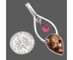 Rare Cady Mountain Agate and Pink Tourmaline Rough Pendant SDP144972 P-1648, 11x16 mm
