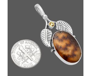 Sutured Ammonite and Citrine Pendant SDP144986 P-1416, 14x21 mm
