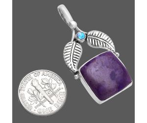 Lavender Jade and Fire Opal Pendant SDP145004 P-1416, 15x15 mm