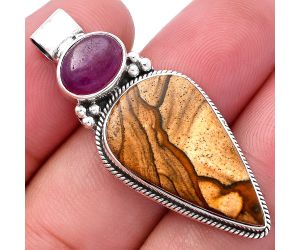 Picture Jasper and Ruby Pendant SDP145239 P-1121, 14x25 mm