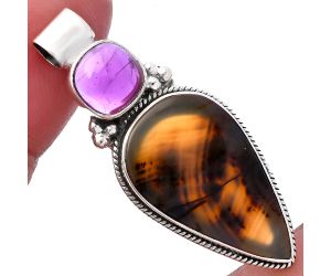 Montana Agate and Amethyst Pendant SDP145290 P-1121, 14x24 mm
