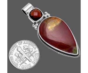 Blood Stone and Garnet Pendant SDP145291 P-1121, 15x27 mm