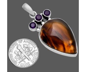 Montana Agate and Amethyst Pendant SDP145345 P-1120, 17x25 mm