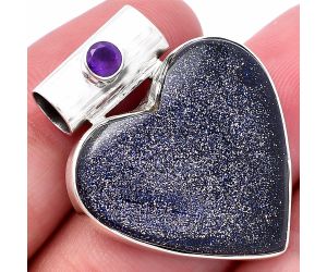Heart - Sunstone In Iolite and Amethyst Pendant SDP145362 P-1300, 26x26 mm