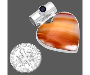 Heart - Lake Superior Agate and Amethyst Pendant SDP145363 P-1300, 24x24 mm