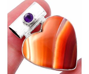 Heart - Lake Superior Agate and Amethyst Pendant SDP145366 P-1300, 23x23 mm
