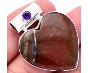 Valentine Gift Heart - Red Moss Agate and Amethyst Pendant SDP145368 P-1300, 28x28 mm