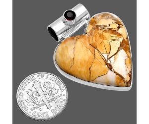 Valentine Gift Heart - Brecciated Mookaite and Garnet Pendant SDP145372 P-1300, 28x28 mm