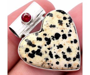 Valentine Gift Heart - Dalmatian and Garnet Pendant SDP145391 P-1300, 26x26 mm