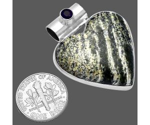 Valentine Gift Heart - Natural Chrysotile and Amethyst Pendant SDP145394 P-1300, 28x28 mm