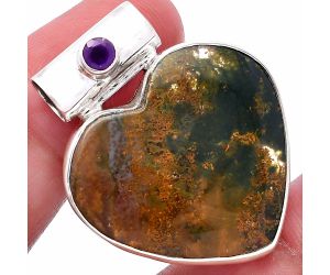 Heart - Moss Agate and Amethyst Pendant SDP145395 P-1300, 26x27 mm
