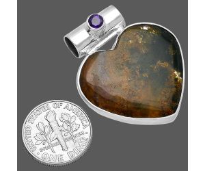 Heart - Moss Agate and Amethyst Pendant SDP145395 P-1300, 26x27 mm