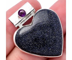 Heart - Sunstone In Iolite and Amethyst Pendant SDP145399 P-1300, 26x27 mm