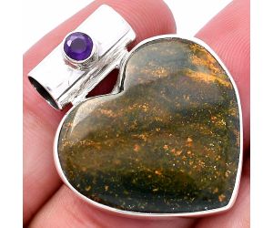 Heart - Moss Agate and Amethyst Pendant SDP145402 P-1300, 25x26 mm