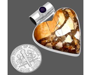 Valentine Gift Heart - Brecciated Mookaite and Amethyst Pendant SDP145405 P-1300, 28x28 mm