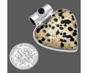 Valentine Gift Heart - Dalmatian and Amethyst Pendant SDP145407 P-1300, 27x28 mm