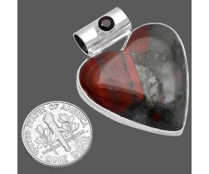 Heart - Australian Blood Stone and Garnet Pendant SDP145409 P-1300, 28x28 mm