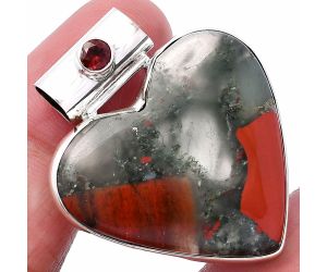 Heart - Australian Blood Stone and Garnet Pendant SDP145411 P-1300, 28x30 mm
