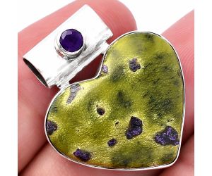 Heart - Stichtite and Amethyst Pendant SDP145418 P-1300, 22x25 mm