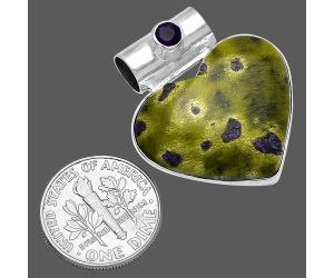 Heart - Stichtite and Amethyst Pendant SDP145418 P-1300, 22x25 mm