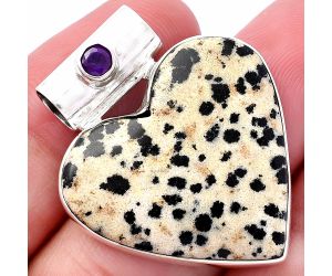Valentine Gift Heart - Dalmatian and Amethyst Pendant SDP145419 P-1300, 27x28 mm