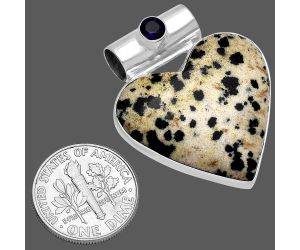 Valentine Gift Heart - Dalmatian and Amethyst Pendant SDP145425 P-1300, 26x28 mm