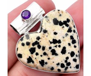 Valentine Gift Heart - Dalmatian and Amethyst Pendant SDP145432 P-1300, 28x28 mm