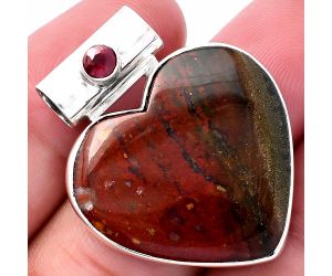 Heart - Blood Stone and Garnet Pendant SDP145447 P-1300, 26x27 mm