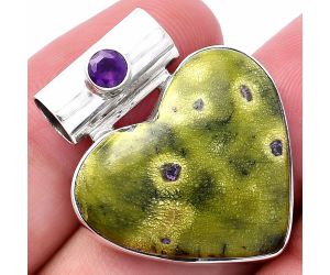 Heart - Stichtite and Amethyst Pendant SDP145450 P-1300, 22x24 mm