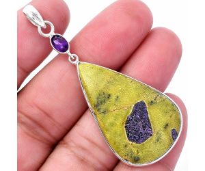 Stichtite and Amethyst Pendant SDP145600 P-1098, 23x37 mm