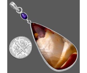 Red Mookaite and Amethyst Pendant SDP145609 P-1098, 22x44 mm