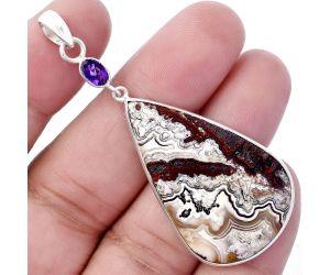 Laguna Lace Agate and Amethyst Pendant SDP145625 P-1098, 24x39 mm